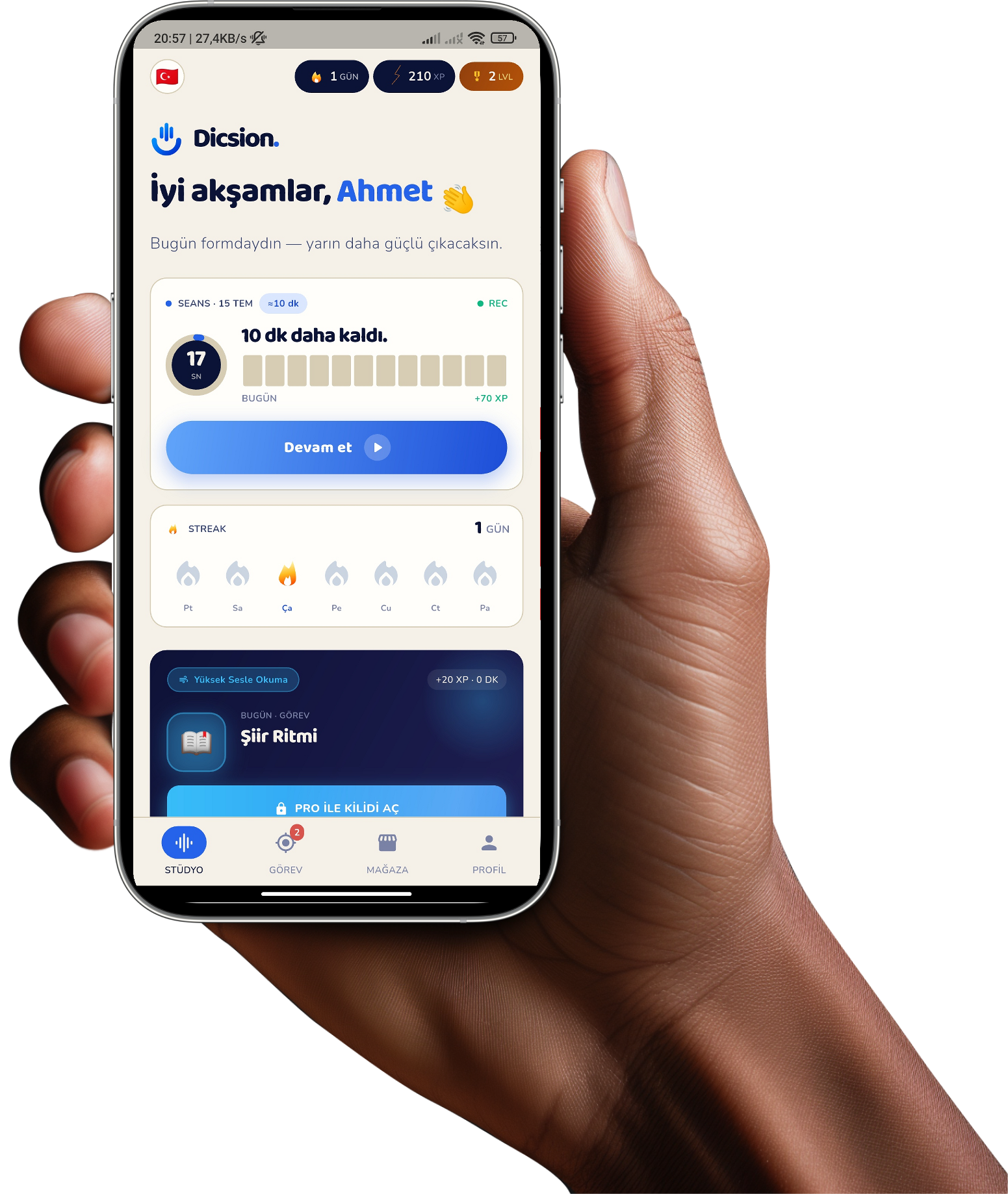 Dicsion uygulaması telefon ekranında